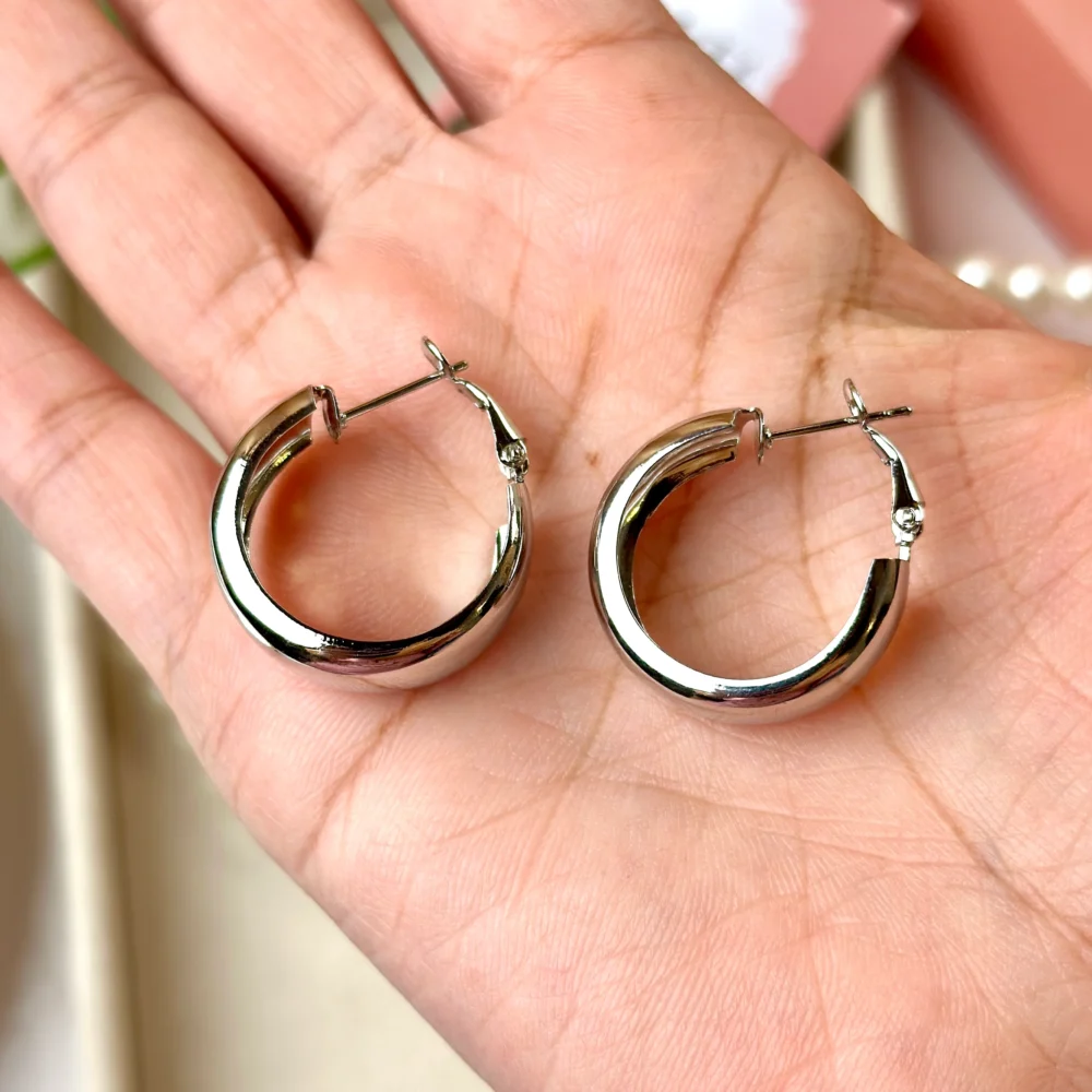Classic Silver Hoops - Image 2
